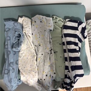 Petit Lem Baby Footies Multi-Color Pack - Blue, White, Gray, Green, Navy